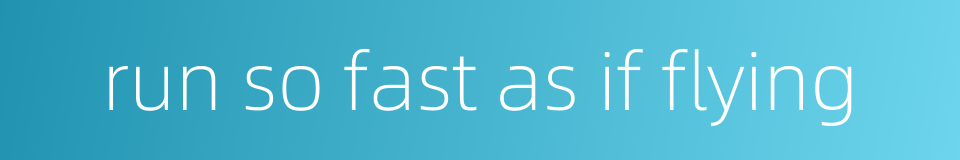 run so fast as if flying的同义词