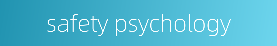 safety psychology的同义词