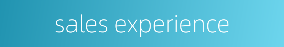 sales experience的同义词