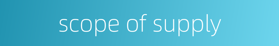 scope of supply的同义词