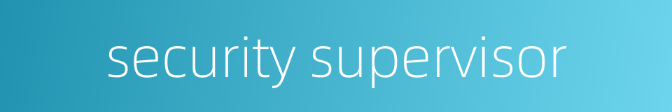 security supervisor的同义词