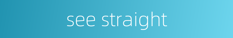 see straight的同义词