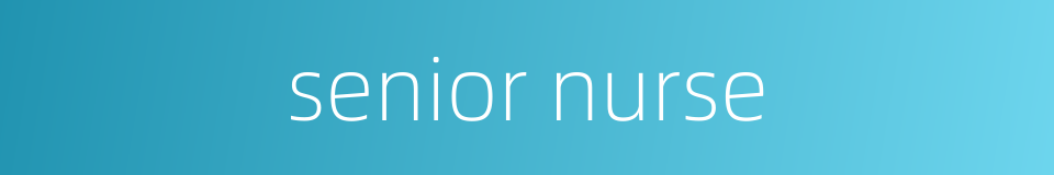 senior nurse的同义词