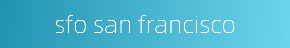 sfo san francisco的同义词
