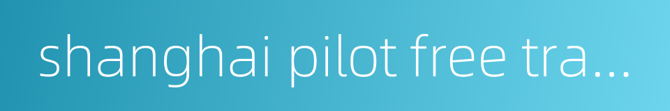 shanghai pilot free trade zone的同义词