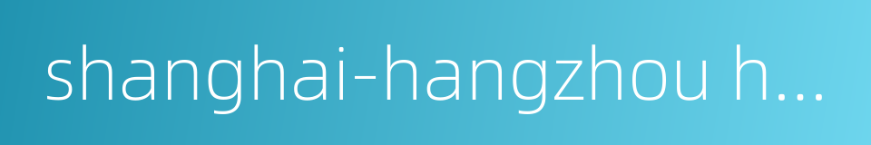 shanghai-hangzhou highway的同义词