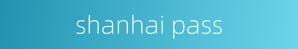 shanhai pass的同义词