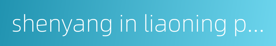 shenyang in liaoning province的同义词