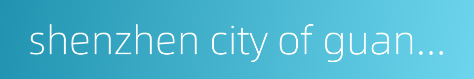 shenzhen city of guangdong province的同义词