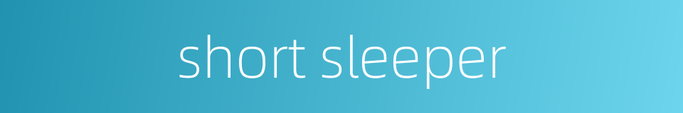 short sleeper的同义词