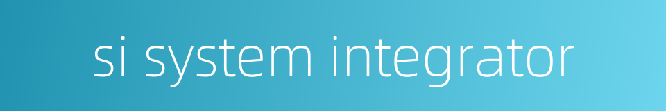 si system integrator的同义词