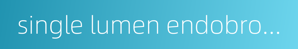 single lumen endobronchial tube的同义词