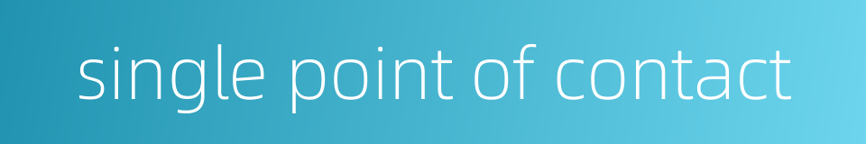 single point of contact的同义词
