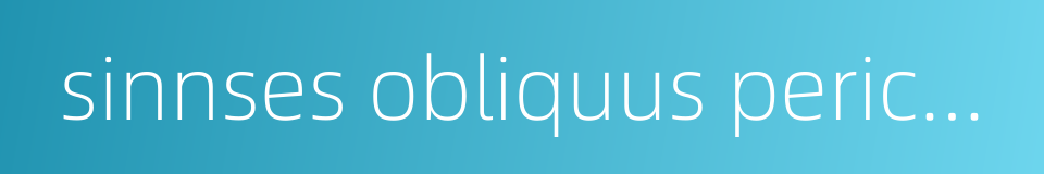 sinnses obliquus pericardii的同义词