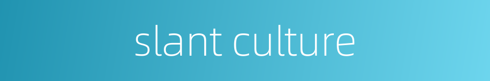 slant culture的同义词