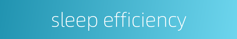 sleep efficiency的同义词