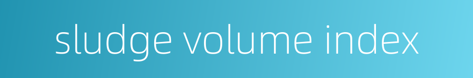 sludge volume index的同义词