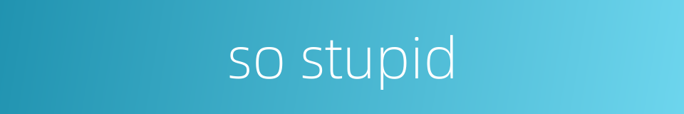 so stupid的同义词