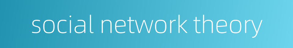 social network theory的同义词