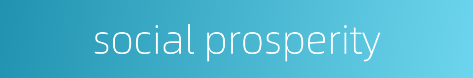 social prosperity的同义词