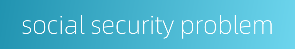 social security problem的同义词