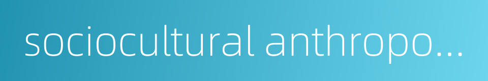 sociocultural anthropology的同义词