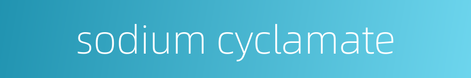 sodium cyclamate的同义词