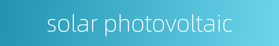 solar photovoltaic的同义词