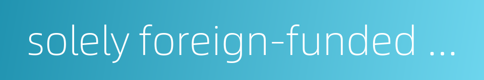 solely foreign-funded enterprises的同义词