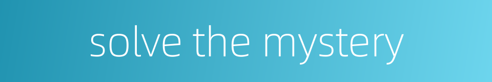 solve the mystery的同义词