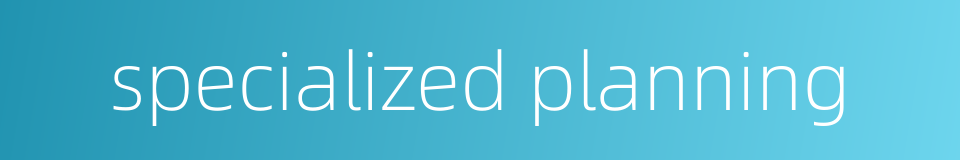 specialized planning的同义词