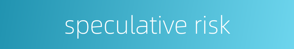 speculative risk的同义词