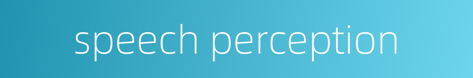 speech perception的同义词