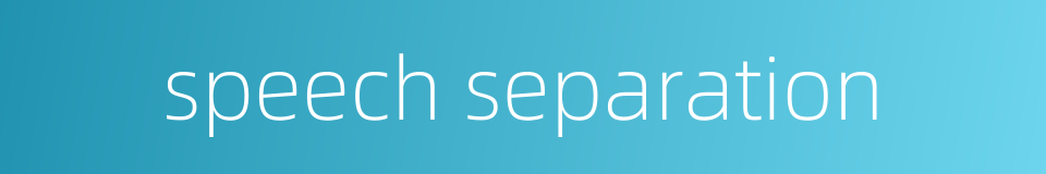 speech separation的同义词