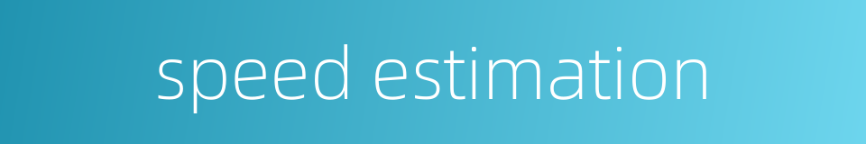 speed estimation的同义词