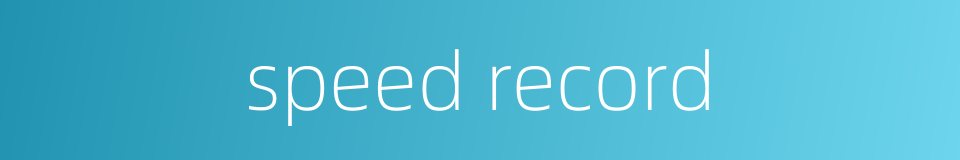 speed record的同义词