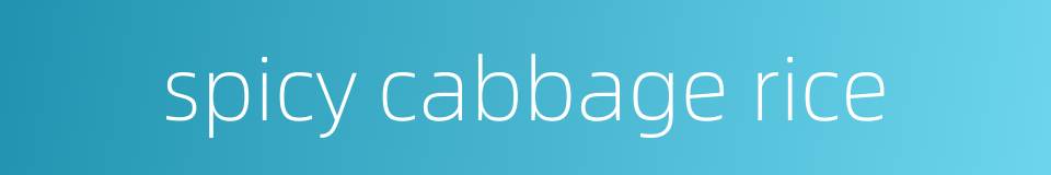 spicy cabbage rice的同义词