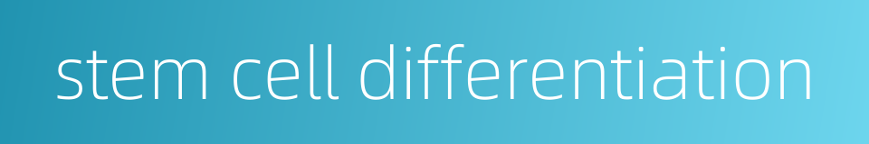 stem cell differentiation的同义词