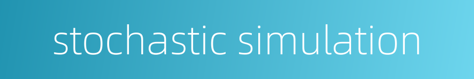 stochastic simulation的同义词