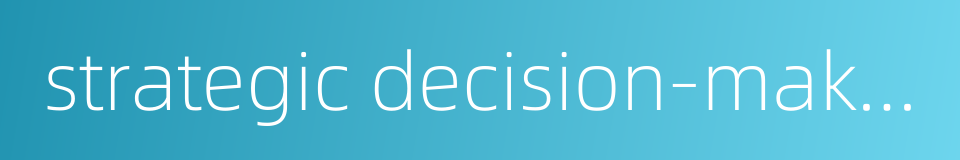 strategic decision-making的同义词