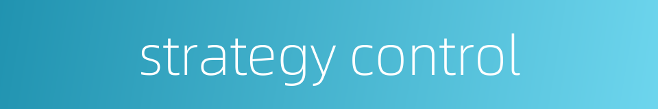 strategy control的同义词