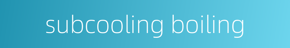 subcooling boiling的同义词