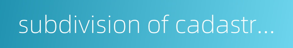subdivision of cadastral parcel的同义词
