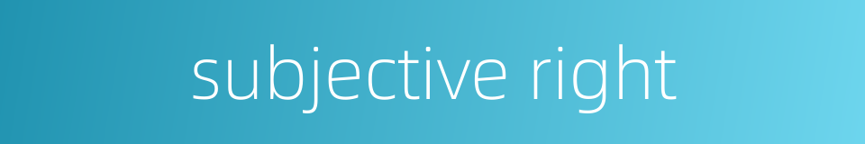 subjective right的同义词