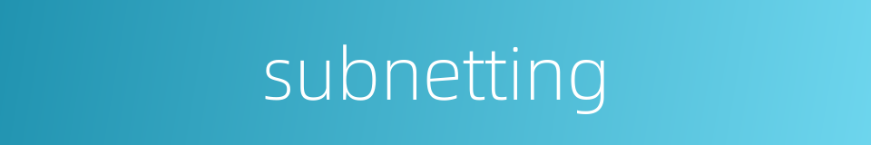 subnetting的同义词