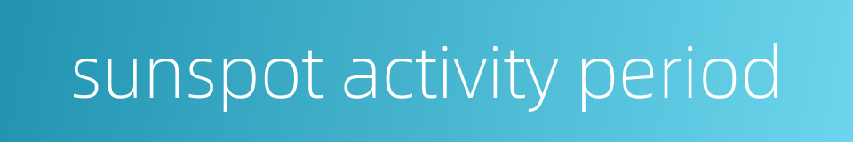 sunspot activity period的同义词