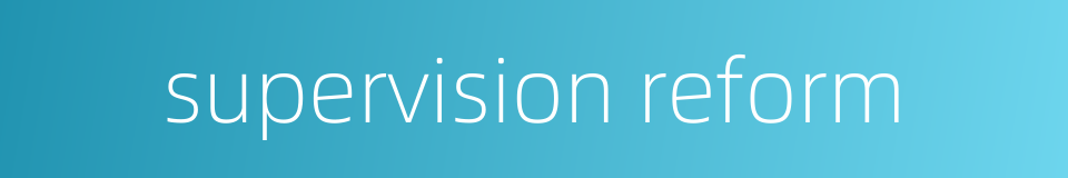 supervision reform的同义词