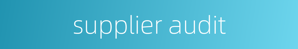 supplier audit的同义词