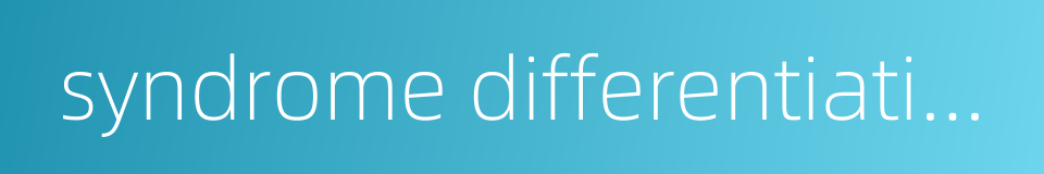 syndrome differentiation and treatment in chinese medicine的同义词