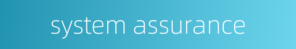system assurance的同义词